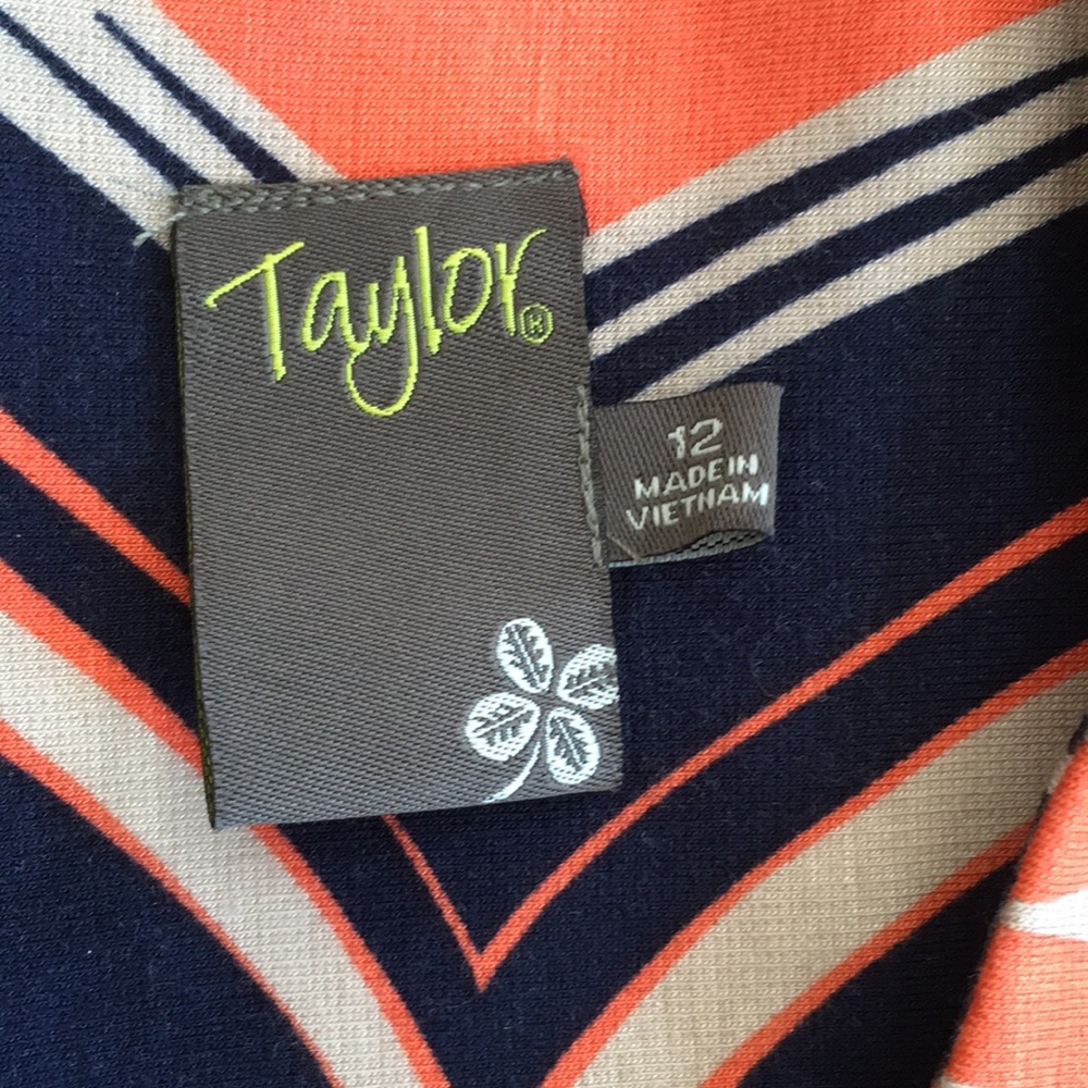 NEW Taylor coral navy jersey knit Art Deco sz 12 - Picture 2 of 11
